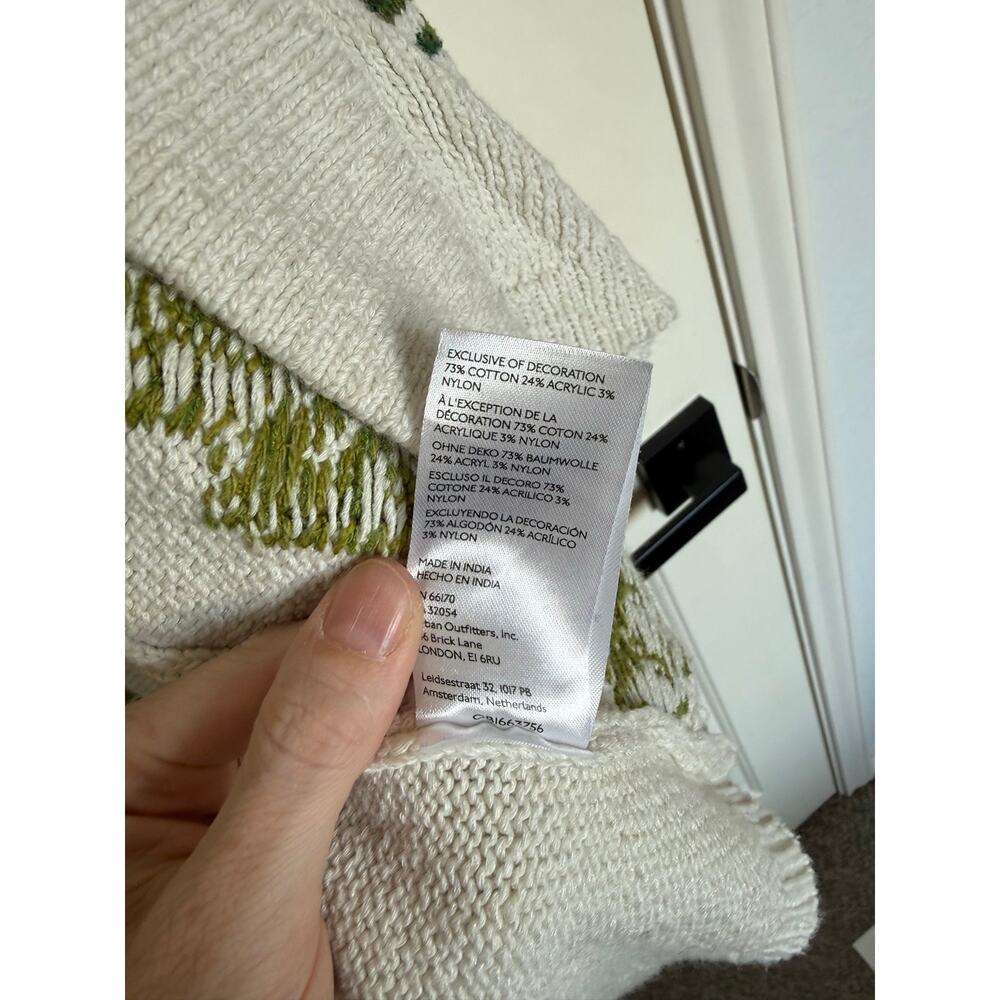 Anthropologie Dragon Fly Fern Slouchy Cotton Blend Kimono Cardigan Cream M/L - Picture 9 of 12